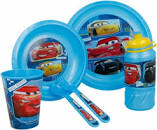 SET EASY 6 PCS. (PLATO, CUENCO, VASO, BOTELLA Y CUBIERTOS) EN ESTUCHE CARS RACE READY