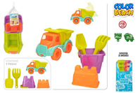 SET PLAYA-CAMION 21CM+CUBO CASTILLO+PALAS