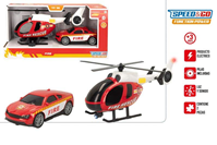 SET HELICOPTERO Y VEHICULO BOMBEROS C/LUZ Y SONIDO 37CM