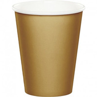8 VASOS DE PAPEL 250 ML GLITTERING GOLD