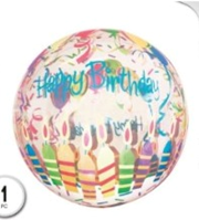 Globo Burbuja 50 cm Happy Birthday Velas 