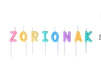 Vela Letras Zorionak Pastel 8 piezas