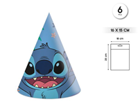 6 Gorro Papel Stitch y Angel