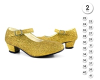 Zapato Número 26 Tacon Purpurina Oro 