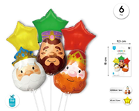 Globo Foil Reyes Magos con Estrellas 6 piezas
