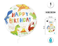 Globo Burbuja 45 cm Dino