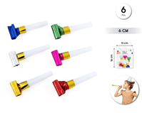 Matasuegras 6 cm multicolor Metalizado 6 piezas 