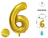 Globo Número 6 Oro 110 cm 
