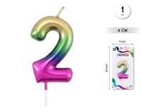 Vela Multicolor  Degradada 6 cm Número 2