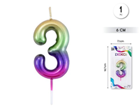 Vela Multicolor  Degradada 6 cm Número 3