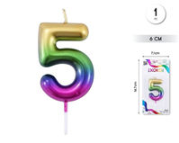 Vela Multicolor  Degradada 6 cm Número 5