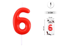 Vela Número 6 Roja 6 cm