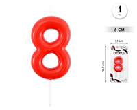 Vela Roja 6 cm Número 8 