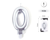 Vela Número 0 Plata Metalizado  7.50 cm 