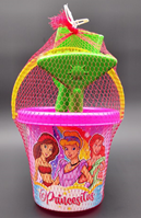 Cubo playa Princesas 19 cm con pala y rastrillo