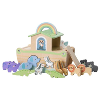 Arca de Noé con Animales de Madera 